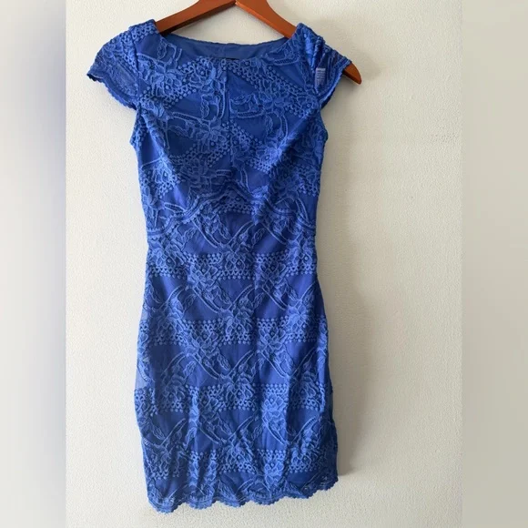 bebe Royal Blue Lace Mini Dress xxs - Picture 2 of 4